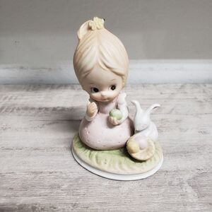 Vintage Lefton Girl with Duck Figurine Collectible Porcelain Hand Painted 03221